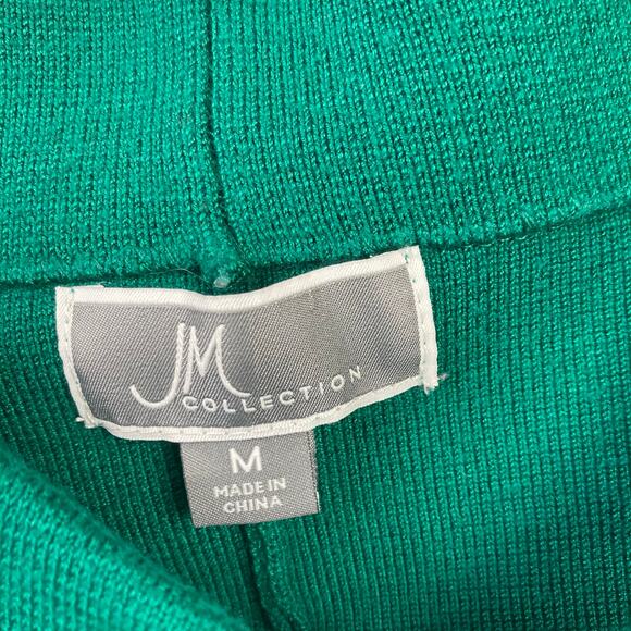 JM Collection Cardigan Women M Kelly Green Cape Style Flor Brooch Applique Retro - Picture 3 of 12